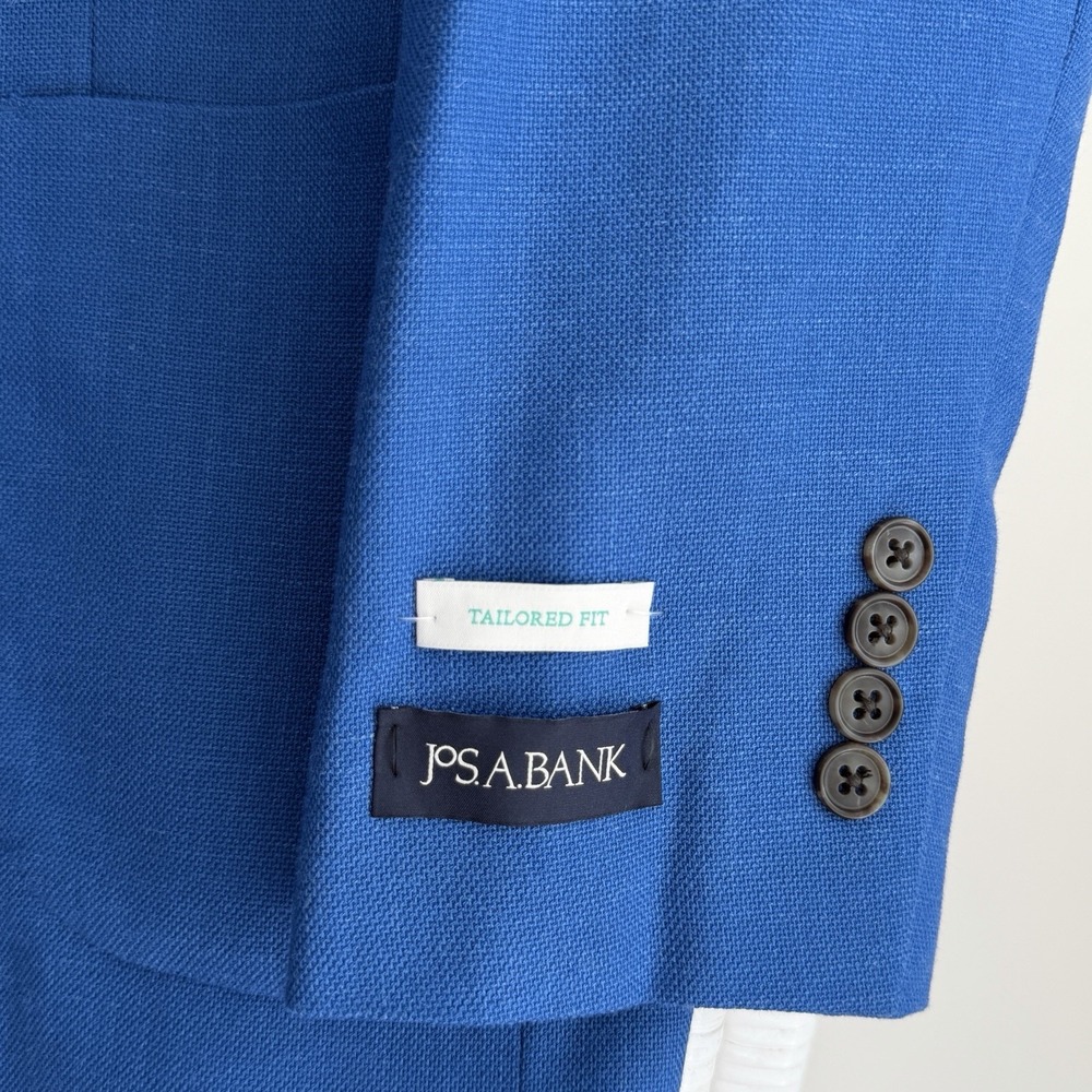 Jos A Bank Blazer Mens 46R Blue Stretch Tailored Fit Sport Coat Dinner Jacket - Picture 4 of 15